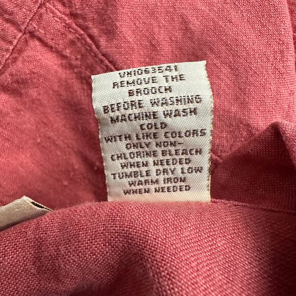 Linden Hill Womens Button Up Linen Top Size XL Coral Boxy Minimalist Classic - Picture 5 of 8